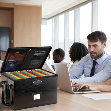 ROSONG 2 Pack Fireproof Document Box File Organizer - Portable Locking Filing Storage Box with Handle Waterproof for Hanging Letter/Legal Folder Important Document - Image 2