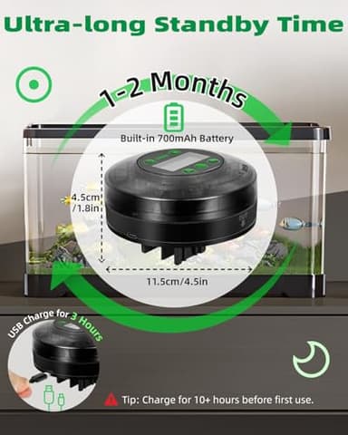 Papettly Automatic Fish Feeder for Aquarium - Auto Fish Food Dispenser for Turtle Tank with USB Cable, LCD Display, Timer, Fish Feeder for Vacation Weekend Holiday, with Feeder Spoon - Image 7