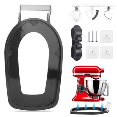 Sliding Mat for Kitchen aid 4.5-5 Qt Stand Mixer with 1Pc Cord Organizer and 3Pcs Attachment Holder for Kitchen Appliance Slider Counter, Sliding Tray,Moving Tray(Black) - Image 1