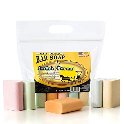 Amish Farms Soap Bar with All Natural Bentonite Clay | Made in USA, Vegan Moisturizing for Sensitive Skin | Women & Mens Face & Body Bath Soap for Shower | Clean Scent | 5 Ounce Each (5 Bars) - Image 1