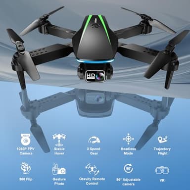 Oddire Mini Drone with Camera - 1080P Foldable Drone with Stable Hover, Gravity Control, Trajectory Flight,One Key Take Off/Land, 3D Flip, Drones for Adults with 2 Batteries, Carrying Case, Propellers - Image 2