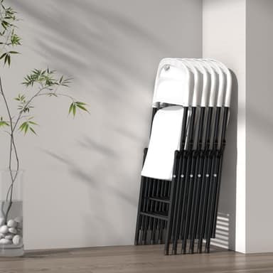 Nazhura 650 Weight Limit Heavy Duty Plastic Folding Chair with Reinfoced Steel Frame for Indoor and Outdoor, Wedding, Party, Restaurant, Meeting Room, Patio and Garden (White, 10 Pack) - Image 2