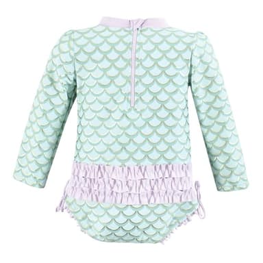 Hudson Baby Unisex Baby Rashguard Baby and Toddler Swimsuit, Mermaid, 3-6 Months - Image 2
