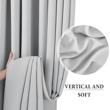 RYB HOME Blackout Room Divider Curtains with Flexible Track Ceiling/Wall Mount, Extra Wide Floor to Ceiling Curtains with Hooks for Bedroom/Office/Study/Living Room, White, W120 x L84, 1 Panel - Image 3