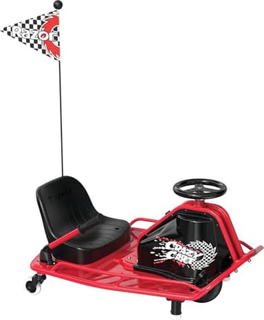 Razor Crazy Cart - 24V Electric Drifting Go Kart - Variable Speed, Up to 12 mph, Drift Bar for Controlled Drifts, One Size, Black/Red - Image 1