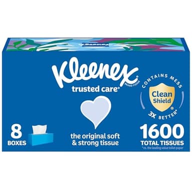Kleenex Trusted Care Facial Tissues, 8 Flat Boxes, 200 Tissues per Box, 2-Ply, Packaging May Vary - Image 1
