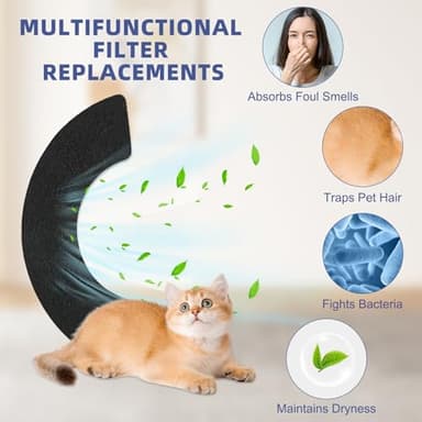 Hlimior 10 Pcs Carbon Filters for Litter-Robot 4, Cat Litter Box Replacement Filters with Activated Carbon to Absorb Unpleasant Odors Control Damp, Black (10 Pcs Carbon Filters for Litter-Robot 4) - Image 6