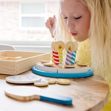 Melissa & Doug Birthday Party Cake - Wooden Play Food with Mix-n-Match Toppings and 7 Candles - Image 8