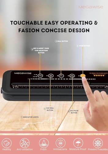 MegaWise Powerful and Compact Vacuum Sealer Machine One-Touch Automatic Food Sealer - Image 4