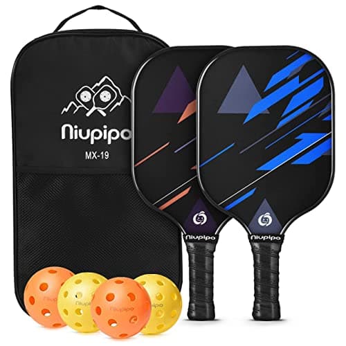 niupipo Pickleball Paddles, Lightweight Pickleball Rackets w/Fiberglass Surface, Pickleball Set of 4 Balls and 1 Pickleball Bag - Image 1