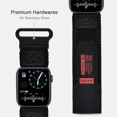 Nereides Compatible with Apple Watch Series 11 Band Series 10/9/8/7/6/5/4/SE/SE2/SE3/Ultra 3/2/1, Nylon Sports Strap with Woven Design for 49mm/46mm/45mm/44mm (L, Black) - Image 4