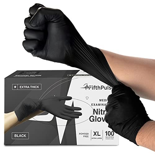 Disposable Black Nitrile Gloves Large 100 Count - Extra Thick 4.5 Mil - Powder and Latex Free Rubber Gloves - Surgical Medical Exam Gloves - Food Safe Cooking Gloves - Image 1