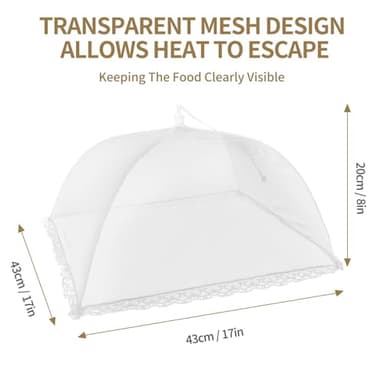 NEPAK 6 Large and Tall Food Covers, 17"x17" Food Tents Food Covers for Outdoors,Pop-up Mesh Food Covers Nets for Outside,Screen Tents,Parties Picnics, BBQ,Reusable and Collapsible - Image 3