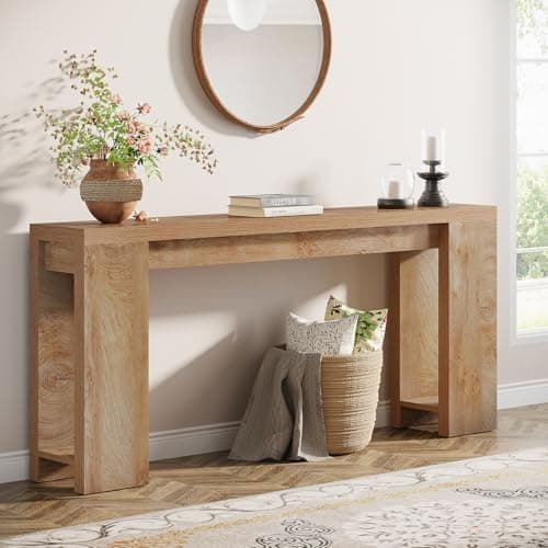 Tribesigns 70.9-Inch Extra Long Console Table, Farmhouse Wood Sofa Table Behind Couch, Narrow Entryway Accent Table for Living Room, Hallway, Entrance, Foyer, Light Oak Brown - Image 1