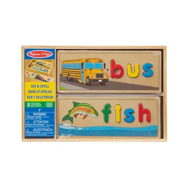 Melissa & Doug See & Spell Wooden Educational Toy with 8 Double-Sided Spelling Boards and 64 Letters Preschool Learning Activities, See & Spell Learning Toys for Kids Ages 4+ - Image 3