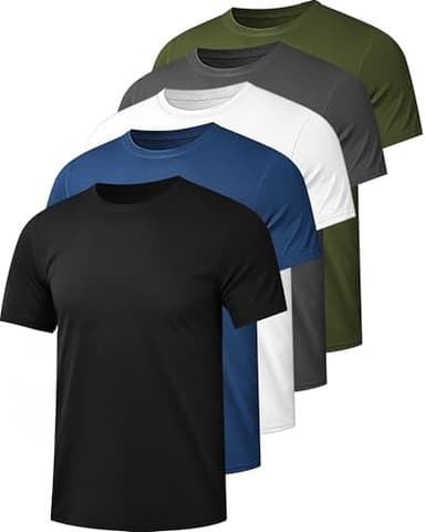 Kinglaman Mesh Workout Shirts for Men Dry Fit Gym Shirts Quick Dry Athletic Short Sleeve Sports T-Shirt Moisture Wicking 1 Black 1 Gray 1 White 1 Blue 1 Green X-Large - Image 1