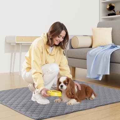 Smiry Waterproof Dog Bed Cover Blanket, Soft Reversible Pet Blanket, Washable Leakproof Cats Dogs Couch Cover for Sofa, Couch, Furniture, Plaid (30x70 Inch, Grey/Dark Grey - Image 5