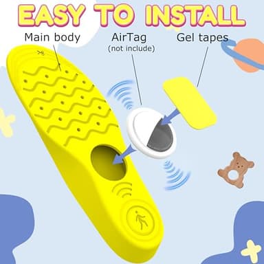 Sifemp Insoles for Airtag Hidden Holder, Tracker Devise Case for Kids, Comfortable Inserts for Shoes，Yellow Dinosaur (Yellow, 135-150mm Kid 6.5-Kid 8) - Image 2