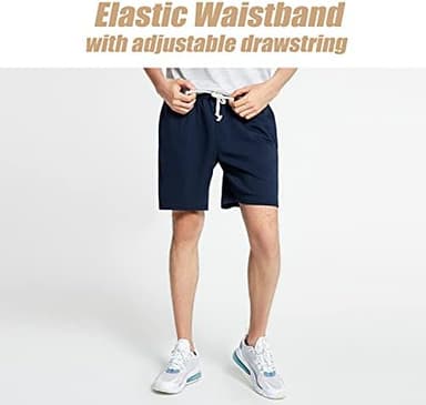 maamgic Mens Sweat Shorts 7" Above Knee Workout Gym Shorts Lounge Shorts with Zipper Pockets - Image 3