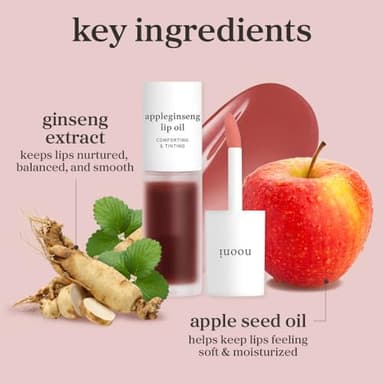 NOONI Korean Lip Oil - Appleginseng | Lip Stain, Gift, Long-Lasting, Moisturizing, Plumping, Revitalizing for Dry Lips, Waterproof, No Peel Off, Korean Lip Tint 0.12 Fl Oz - Image 7