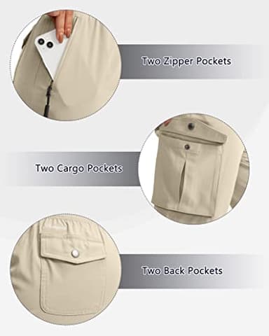 Soothfeel Women's Cargo Capris Pants with 6 Pockets Lightweight Quick Dry Travel Hiking Summer Pants for Women Casual (Khaki, S) - Image 4