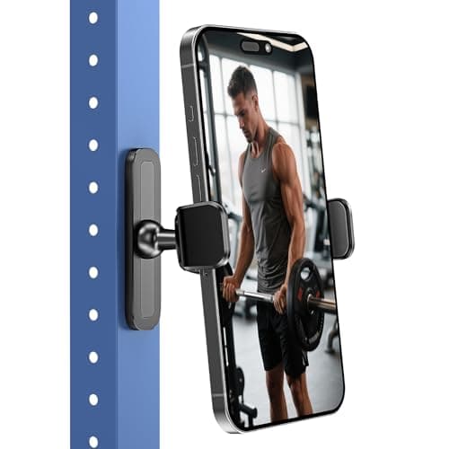 APPS2Car Gym Magnetic Phone Holder, 360 Adjustable, Compatible with 4.7-6.5" Smartphones, Alloy Base and Joint, Black - Image 1