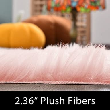 Latepis Pink Area 8x10 Shaggy Faux Sheepskin Fur Rug for Living Room Floor Cute Plush Carpet for Bedroom Girls Soft Furry Rug Luxury Home Decor - Image 3