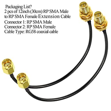 TUOLNK RP-SMA Coaxial Cable RG58 RP SMA Male to RP SMA Female 50 ohm WiFi Antenna Extension Cable 12inch(30cm) RPSMA Pigtail Cable for Wireless Network Device 2pcs - Image 6