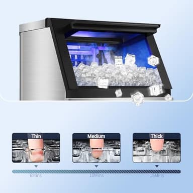 Undercounter Ice Maker Machine 120LBS-250LBS, Stainless Steel Self-Cleaning Commercial Ice Maker with Drain Pump, Quiet Operation for Home Bar & Outdoor Kitchen (125 LBS) - Image 3