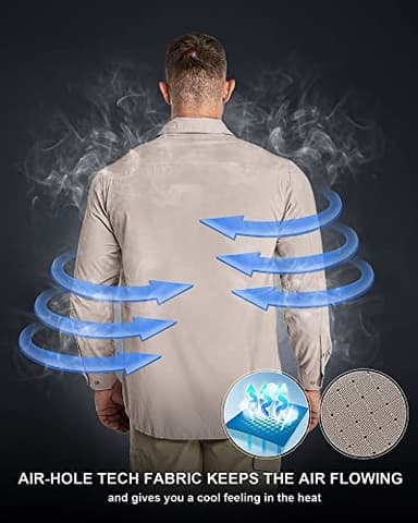 33,000ft Men's Long Sleeve Sun Protection Shirt UPF 50+ UV Quick Dry Cooling Fishing Shirts for Travel Safari Camping Hiking - Image 2