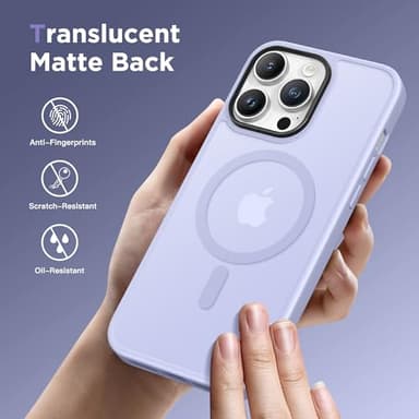 GONEZ Magnetic for iPhone 13 Pro Max Case,Compatible with MagSafe,[Military-Grade Drop Protection][Anti-Fingerprint] Slim Translucent Matte Back Shockproof Phone Protective Case(Lilac) - Image 7