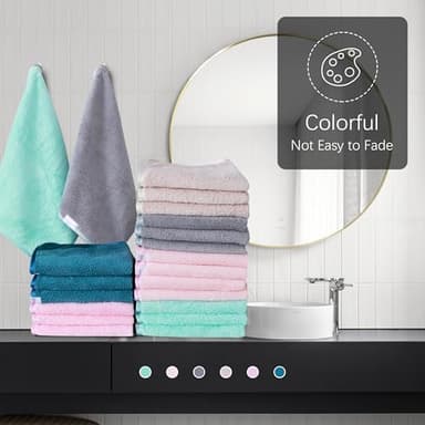Cosy Family 24 Pack Soft Washcloths Set - 12 x 12 inches, Quick Drying - Highly Absorbent Coral Velvet Fingertip Towel Bathroom Wash Clothes for Bath, Spa, Facial, Kitchen - Light Color - Image 4