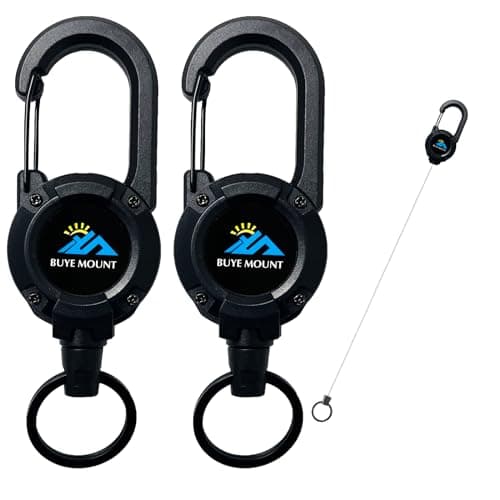 Yojaro Retractable Keychain Heavy Duty 2Pack, Multitool Carabiner Badge Holder, Retractable Keychain Clip Id Holder, Upgraded 58cm Stainless Steel Cord Black - Image 1
