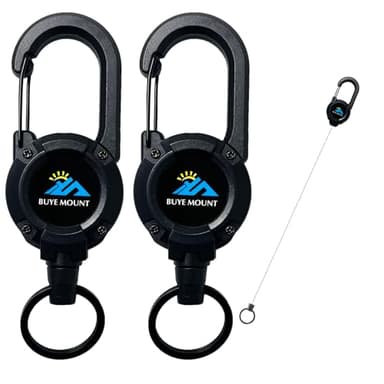 Yojaro Retractable Keychain Heavy Duty 2Pack, Multitool Carabiner Badge Holder, Retractable Keychain Clip Id Holder, Upgraded 58cm Stainless Steel Cord Black - Image 1