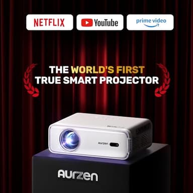 Aurzen EAZZE D1 Smart Projector with WiFi and Bluetooth, Netflix-Officially-Licensed, Auto Focus & Keystone, DoIby Audio, Zoom, Native 1080P Movie, Portable Outdoor Mini Projector, White - Image 2