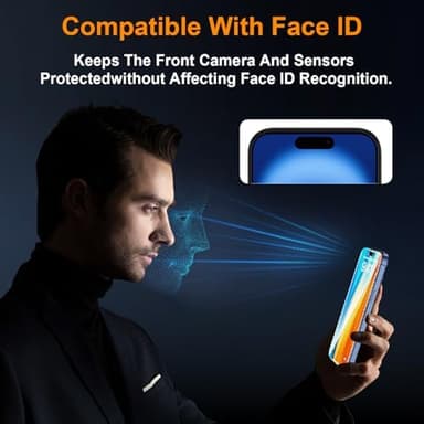 OneFish 2 Pack Privacy Screen Protector for iPhone 16e/13/13 Pro/14-4-Way 360° Anti-Spy Tempered Glass, 9H Hardness, 3D Curved Edges, Case-Friendly & Easy Installation - Image 6