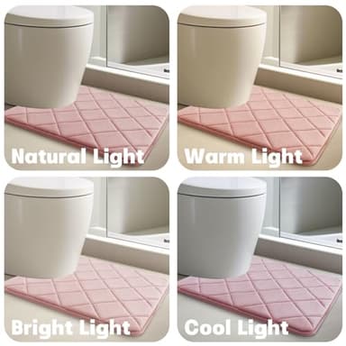 YIHOUSE Pink Bathroom Rugs Set 5 Piece, Soft Non Slip Memory Foam Bath Mat, Machine Wash Bathroom Mat Set, Water Absorbent Bath Mats for Toilet and Floor (Pink) - Image 4