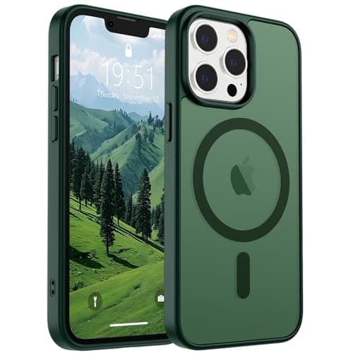SUPFINE Magnetic for iPhone 13 Pro Max Case (Compatible with MagSafe) (Military Grade Drop Protection) Translucent Matte Shockproof Phone Case,Forest Green - Image 1
