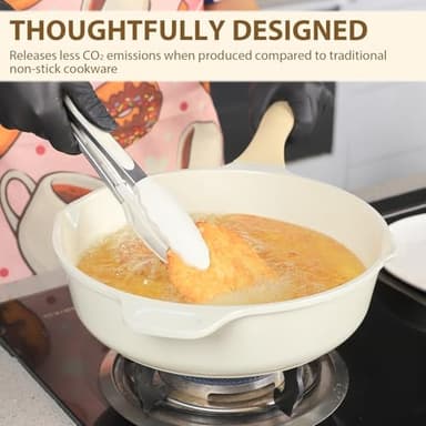 Romswi 23pcs Pots and Pans Set Non Stick, Kitchen Cookware Set with Casserole, Frying & Saucepans, Oven Safe & Stovetop Agnostic Non Toxic Cookware(Gas, Electric & Induction) - White - Image 7