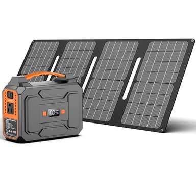 Solar Powered Generator 200W Peak/100W Rated, Portable Solar Generator Power Station with Solar Panels 40W Included, 146Wh Solar Power Bank with AC Outlet 110V for Home Use Camping Outdoor Adventure - Image 1