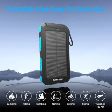 Durecopow Solar Charger Power Bank 20,000mAh, Portable Charger, 4 Cables 3 Ports Fast Charging External Battery Pack with USB C for Cell Phones, Solar Panel Charger with Dual Flashlight for Camping - Image 8