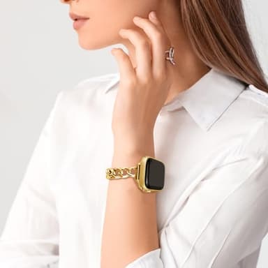 Slim Gold Band for Women Feminine Elegant Compatible with Apple Watch 38mm 40mm 41mm 42mm (S10/11) Adjustable Metal Strap Dressy Chain Bracelet for iWatch Series 11/10/9/8/7/6/5/4/SE/3/2/1 - Image 6