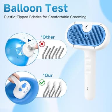 Pet Steam Brush for Dog & Cat - 3-in-1 Steam Grooming Brush for Shedding & Hair Removal - Self Cleaning Spray Comb with Mist for Long Haired Pets - Includes 1*Waterless Shampoo, Blue - Image 5