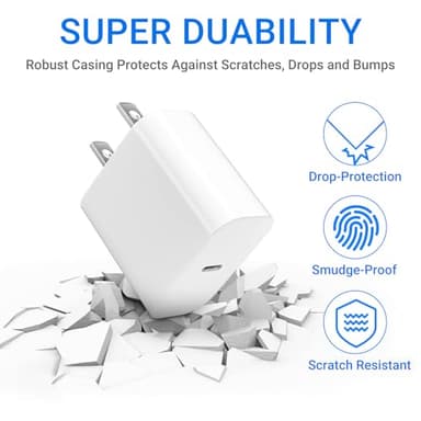 USB C Charger Block, 2Pack for iPhone 16 Fast Charging Plug for Apple 20W Type C Power Adapter Plug Box for iPhone 16 15 14 13 12 11 Pro Max XS X XR SE Plus, for iPad USBC Wall Charge Cube Brick - Image 5