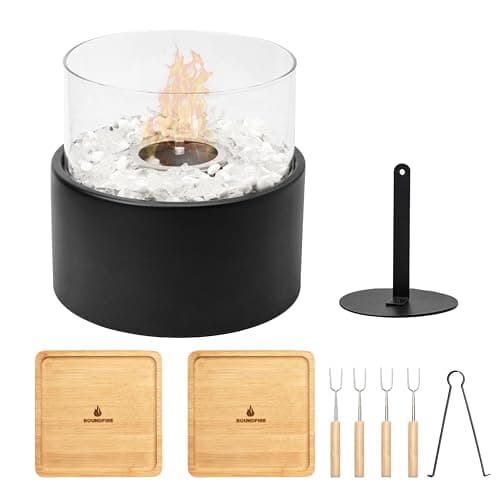 Roundfire Halo - Tabletop fire Pit with Smores Kit - Ethanol Fire Pit, Fire Bowl, Table Top Fire Pit, Mini Personal Fireplace for Indoor & Garden - Gifts for Men Women Housewarming Birthday - Image 1