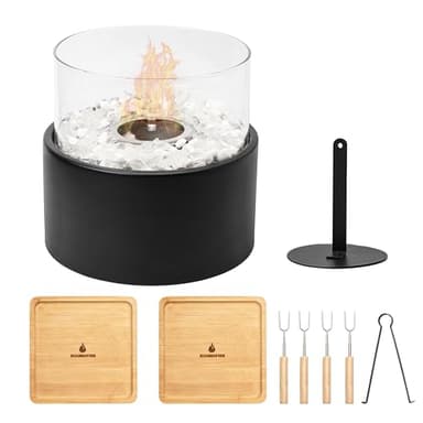 Roundfire Halo - Tabletop fire Pit with Smores Kit - Ethanol Fire Pit, Fire Bowl, Table Top Fire Pit, Mini Personal Fireplace for Indoor & Garden - Gifts for Men Women Housewarming Birthday - Image 1