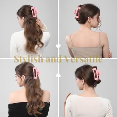 12 Pcs Pink Large Square Hair Claw Clips for Women, 4.3-Inch Matte Rectangle Claw, Strong Hold Non-slip Hair Clips for Thick & Thin Hair - Image 6