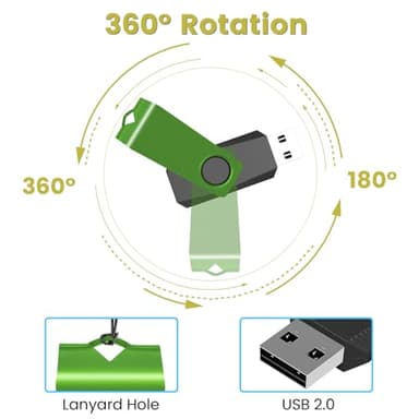4GB USB Flash Drive 20 Pack AGECASH USB Thumb Drive Bulk USB 2.0 Flash Drives Green Swivel 4GB USB Memory Stick Zip Drive Pendrive with Labels & Lanyards USB Jump Drive Multipack for Data Storage - Image 6