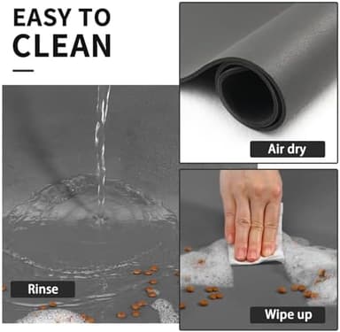 Dog Food Mat - Absorbent Cat Mat for Food and Water, No Stains Pet Feeding Bowl Mat, Easy to Clean Pet Placemats, Quick Dry Dog Water Dispenser Mat for Messy Drinkers | Paw Dark Grey 18"x 28" - Image 4