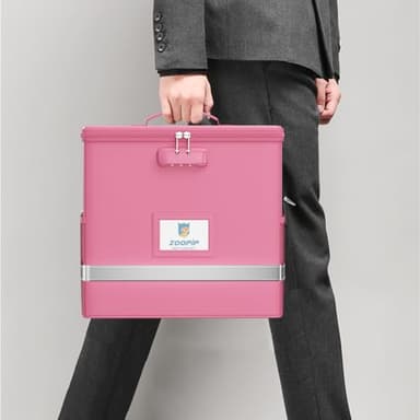 ZOOPIP Fireproof File Box with Lock, Document Box Storage Organizer, Suitable for Hanging File Folders in Letter Size, Collapsible File Box, Reflective Strip for Fast Find (12.2"*6"*10.2, Pink) - Image 7
